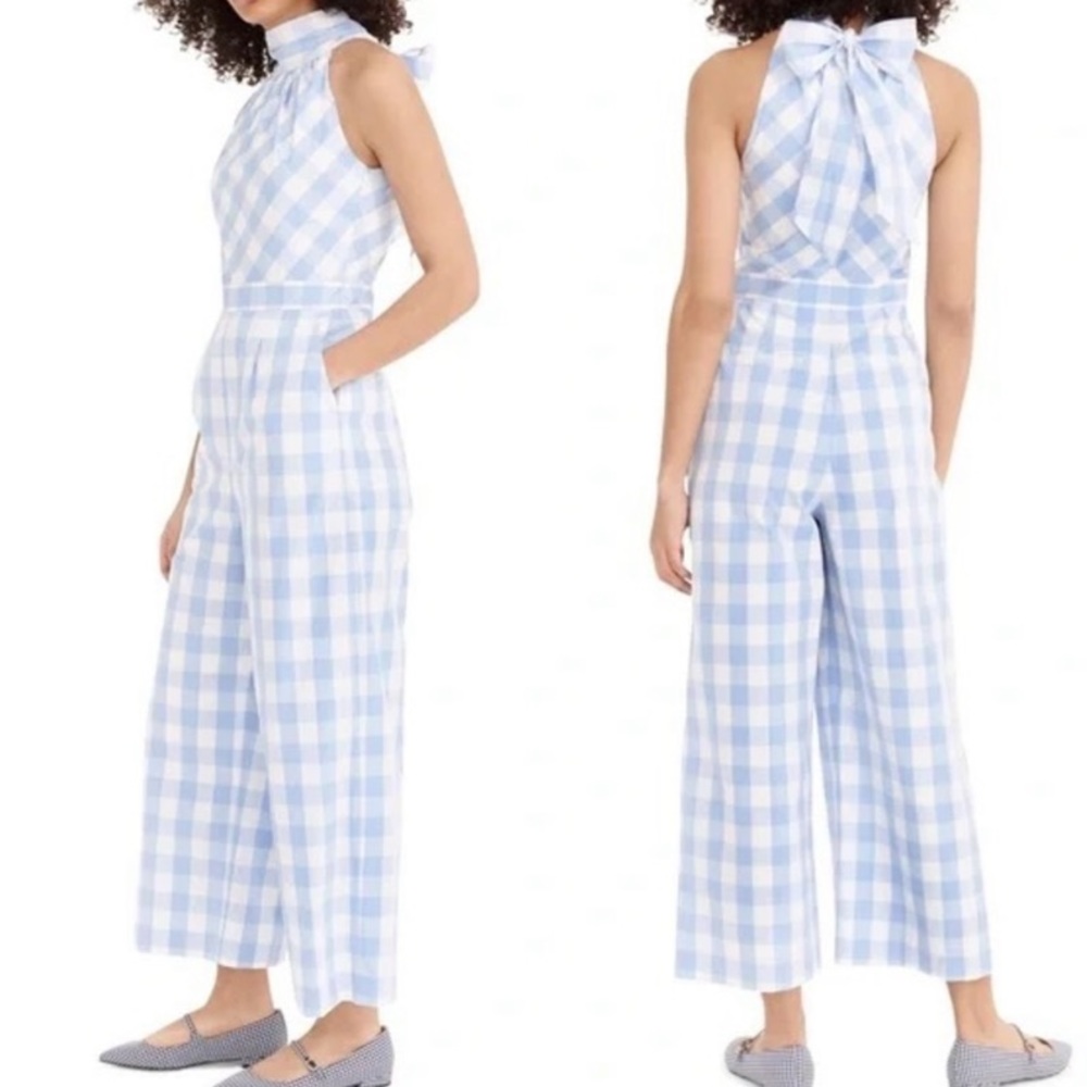 J. Crew high neck gingham jumpsuit